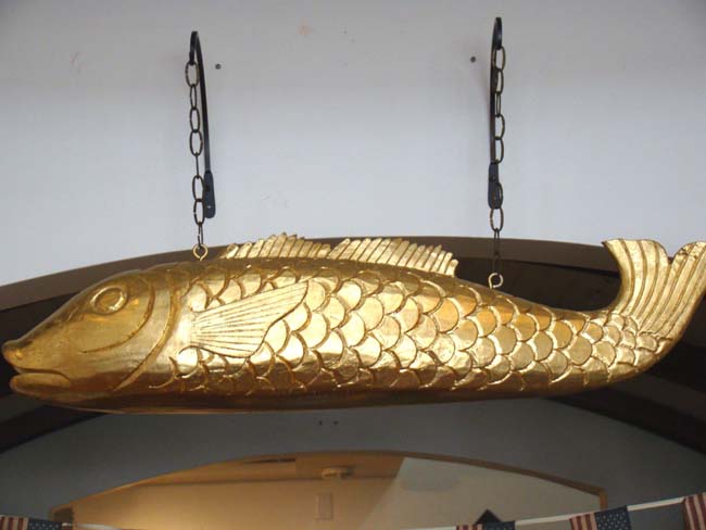 A beautifully carved and gilded folkart COD FISH sign, mid 20th century